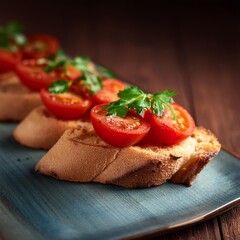 Wall Mural - spanish vegetarian tapas pan con tomate, AI generated