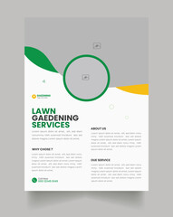 Lawn Mower Garden or Landscaping Agricultural service Design, trifold brochure design template layout vector