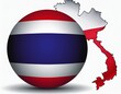 © Rindi - Illustration of a ball in the shape of the Thailand flag with a map Thailand in the background