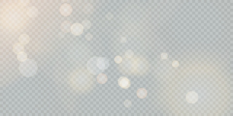 Aufkleber - Sparkling Christmas gold particles of bright bokeh, glowing bokeh lights and glitter isolated on transparent background.