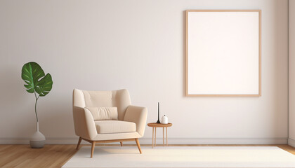 Wall Mural - Minimalist Interior Design Style  with empty frame