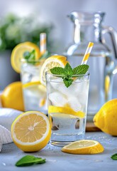 Wall Mural - Lemonade With Mint And Ice