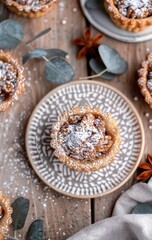 Wall Mural - Four Mini Pies With Powdered Sugar