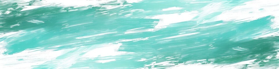 Wall Mural - A painterly pattern with thick, textured strokes of aqua and white, blending smoothly to create a seamless abstract background