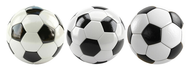 Wall Mural - Collection of Various Soccer Balls Isolated on Transparent Background