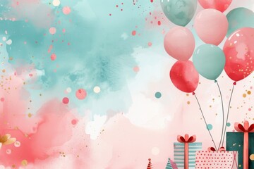 Poster - Birthday Gifts and Balloons