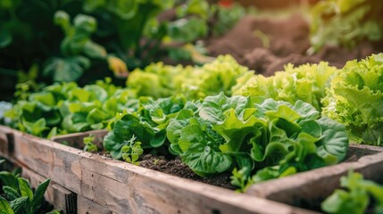 Wall Mural - Organic Farm Garden with Fresh Salad and Vegetables