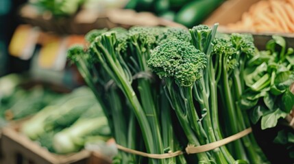 Poster - Fresh Raw Green Bimi Broccolini Vegetable Close Up