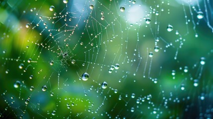 droplets of rain on a spider s web