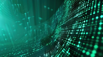 Digital abstract technology green data matrix with broad connection concept background wallpaper AI generated image