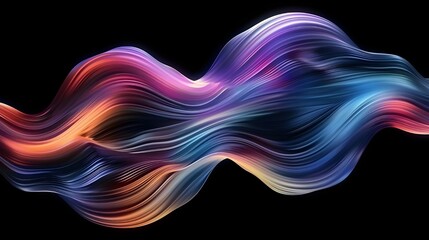 Poster - neon waves in various colors against a black backdrop. Vibrant, futuristic background that is abstract.