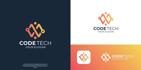 Modern Coding logo designs concept vector, Programmer Technology logo icon vector