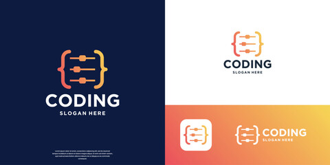 Modern Coding logo designs concept vector, Programmer Technology symbol graphic.