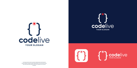 creative coding logo and live streaming designs concept.