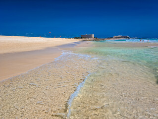 Wall Mural - aerial view of dunas de corralejo beach in fuerteventura, canary island