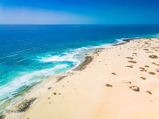 Wall Mural - aerial view of dunas de corralejo beach in fuerteventura, canary island