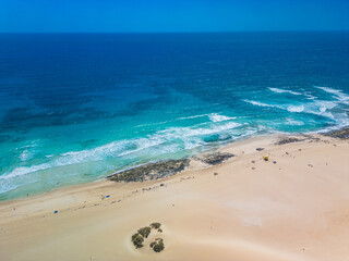 Wall Mural - aerial view of dunas de corralejo beach in fuerteventura, canary island