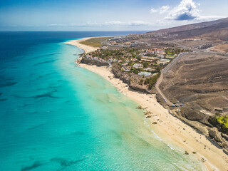 Wall Mural - aerial views of butihondo and jandia beach, fuerteventura, canary islands
