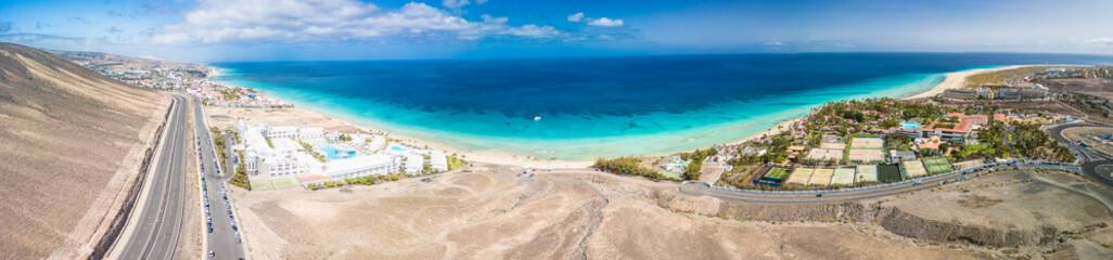 Wall Mural - aerial views of butihondo and jandia beach, fuerteventura, canary islands