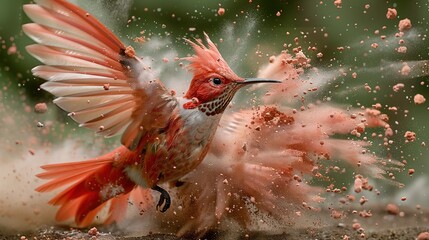 Wall Mural -   A bird in flight, captured in mid-air