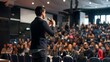 © Felippe Lopes - A speaker addresses a large audience at a conference.