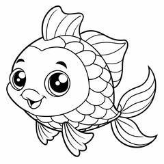 cute cartoon fish vector art illustration