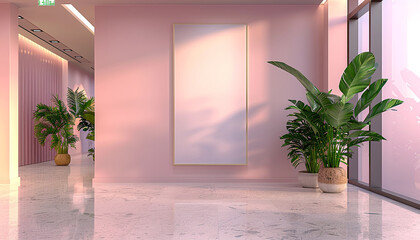 Canvas Print - Modern lobby warm lighting with empty frame