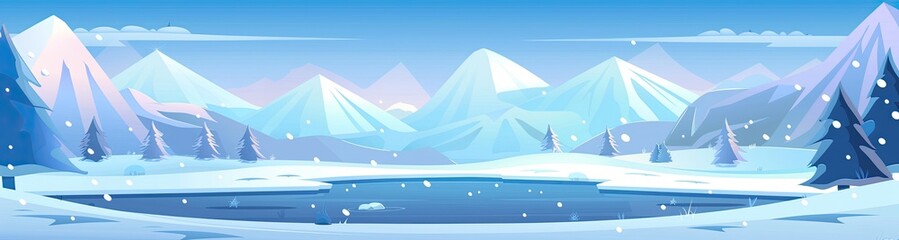 Wall Mural - Tranquil Winter Scene with Frozen Lake