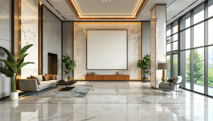 Canvas Print - Modern lobby with integrated lighting