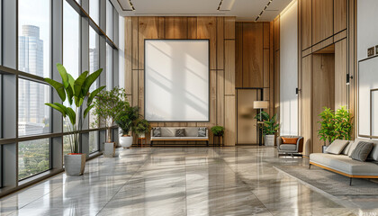 Wall Mural - Modern lobby with integrated lighting