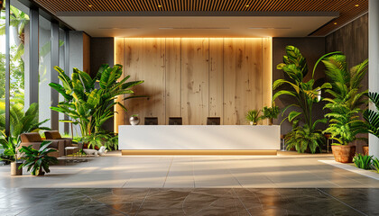 Wall Mural - Modern lobby with integrated lighting 