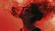 © Олег Фадеев - Person with a red and black smoke-like substance emanating from their mouth, suggestive of a strong emotional outburst or a creative expression