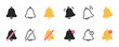 © Vlad - Notification bell icon set. Alarm symbol. Incoming message symbol. Bell for subscribe, alarm and push chat alert. New notification, reminder. Golden bell shakes to alert you to an upcoming schedule