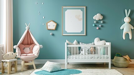 Wall Mural - Children's bright cozy bedroom with a  toys	