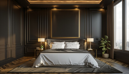 Canvas Print - Modern luxury hotel bedroom with high-end linens