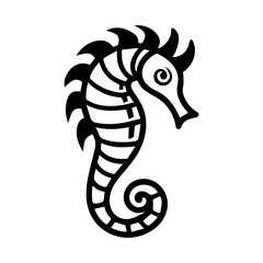 Wall Mural - Seahorse icon or modern line symbol. Vector line art and icon design with bold outline. Black and white Pixel Perfect minimalistic symbol isolated white background. Silhouette simple thin sign