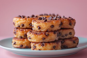 Wall Mural - A stack of chocolate chip cookies on a plate