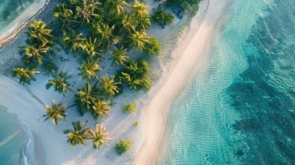 Wall Mural - Uninhabited wild subtropical isle with palm trees and white sandy beaches in the Indian Ocean