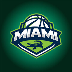 Wall Mural - Basketball club logo, emblem, designs with ball. Miami sport sport badge vector illustration