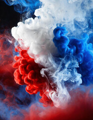 Vibrant Fusion of Blue, White, and Red Smoke Clouds in Abstract Artistic Display. Vertical Patriotic Banner Wallpaper USA Flag Election President Independence Day Pride National Vote