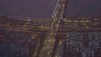 Wall Mural - Aerial view of Seoul Downtown Skyline, South Korea. Financial district and business centers in smart urban city in Asia. Skyscraper and high-rise buildings.