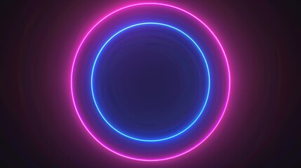 Wall Mural - Bright neon pink and blue circles on a dark background form a contemporary and lively design with a futuristic vibe