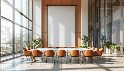 Wall Mural - Modern meeting lounge minimalist accents with empty frame