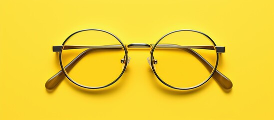 Yellow glasses on a yellow background