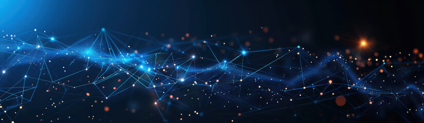 Vector Abstract molecule, internet network connection design for web site. Network Connected lines and dots, technology on blue background. Digital data, communication, science and futuristic concept