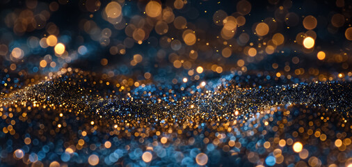 Blue and gold Abstract background and bokeh on New Year's Eve