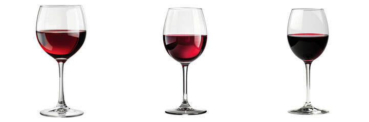 Set of A classic glass of red wine with a full-bodied color isolated on transparent background  (2)