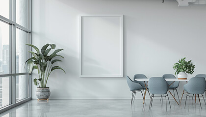 Wall Mural - Modern meeting space clean lines with empty frame