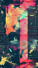 Aufkleber - Vibrant and modern abstract seamless pattern, blending geometric shapes and a bold color palette