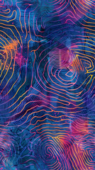 Aufkleber - Modern and vibrant design with seamless abstract pattern of colorful wavy lines on a blue background